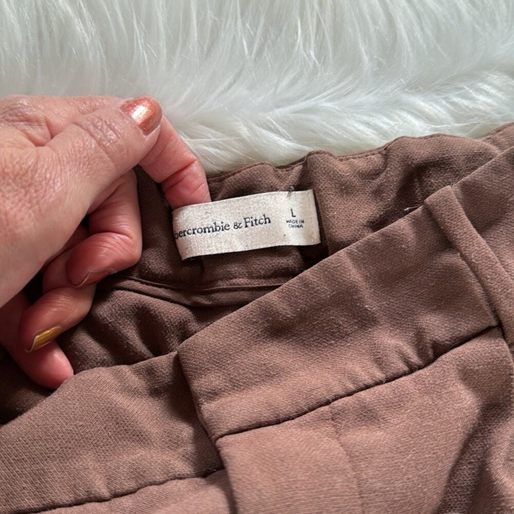 Abercrombie Brown Front Pleat Ultra Wide Leg Trousers - Picture 5 of 7